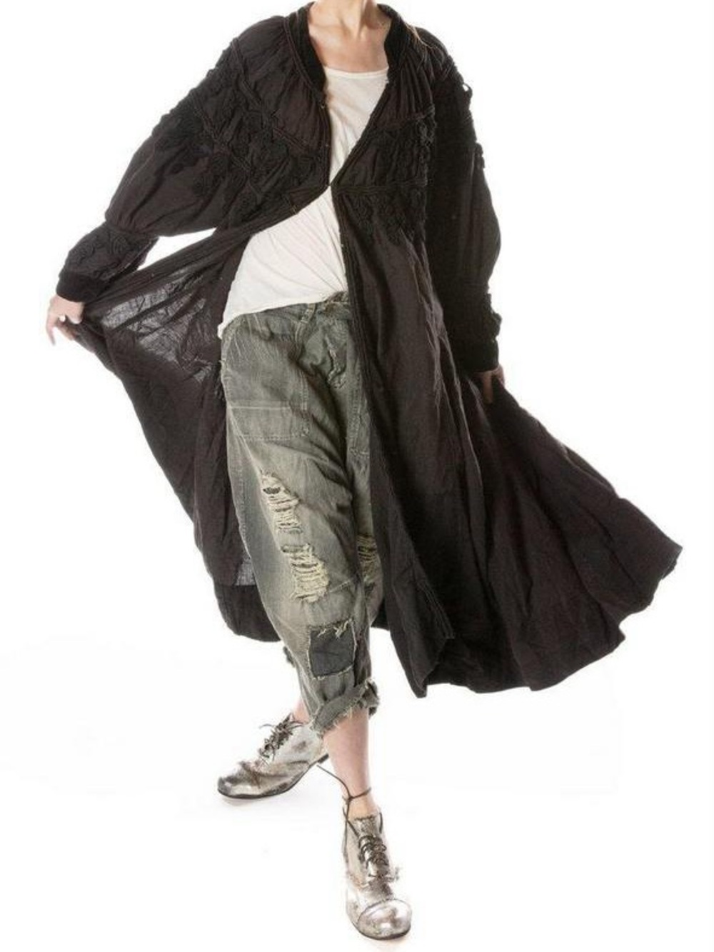 Magnolia Pearl Black Long Sleeve Opera Coat